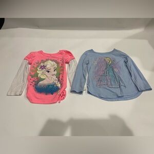 Disney Frozen Kid Long Sleeve Tees-Pink and Light Blue Long sleeve Size 3T girls